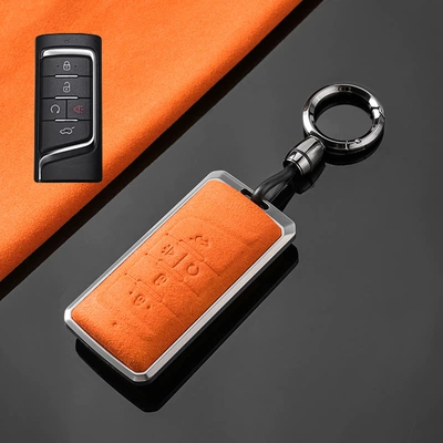 GAC Trumpchi gs4plus Car Key, Car key bag - trumpchi-a-horn-tarnish-aluminum-alloy-orange-suede-convenient-buckle