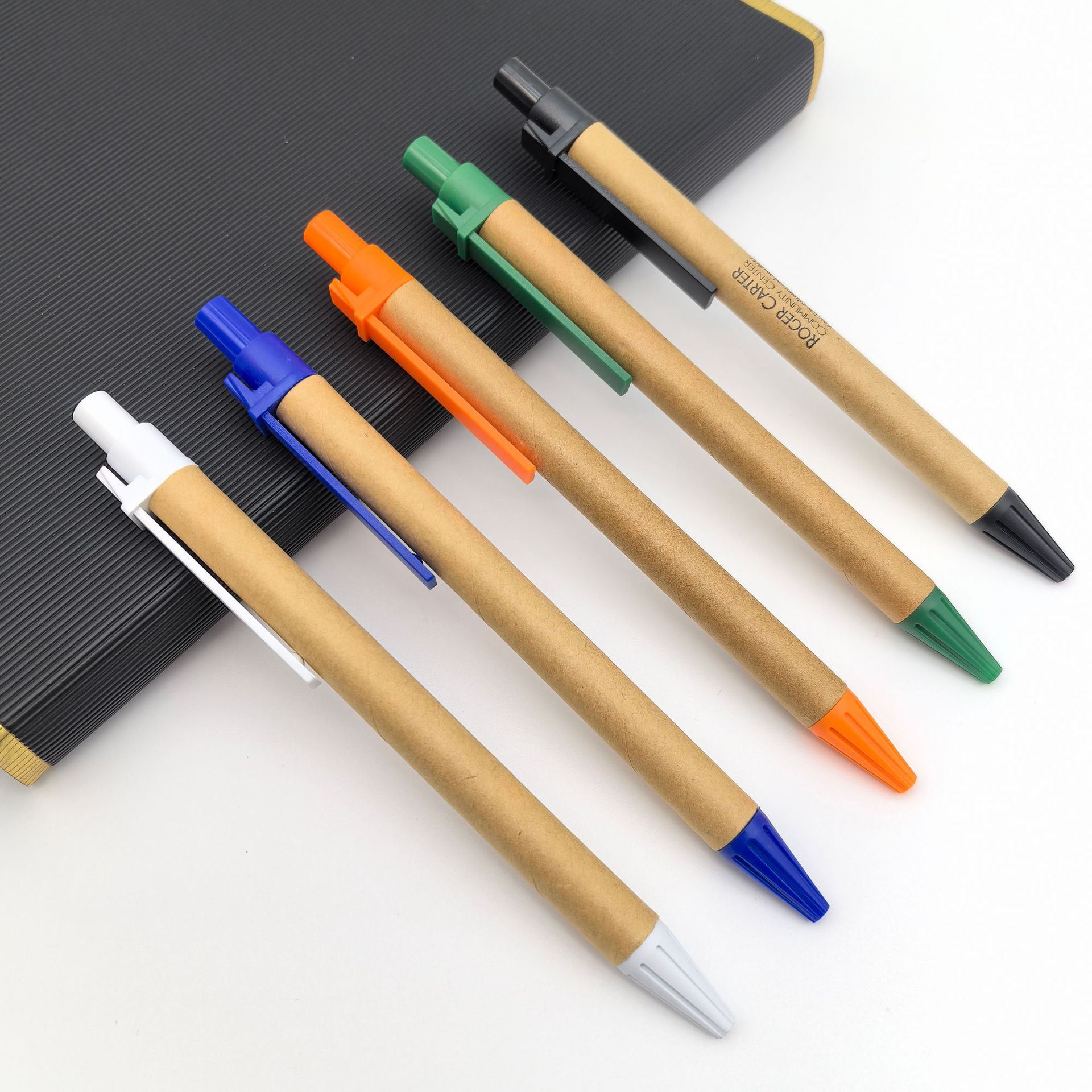 Nuevo comercio de papel kraft verde bolígrafo de presión personalizado logotipo de impresión de lápiz de tubo de papel bolígrafo al por mayor