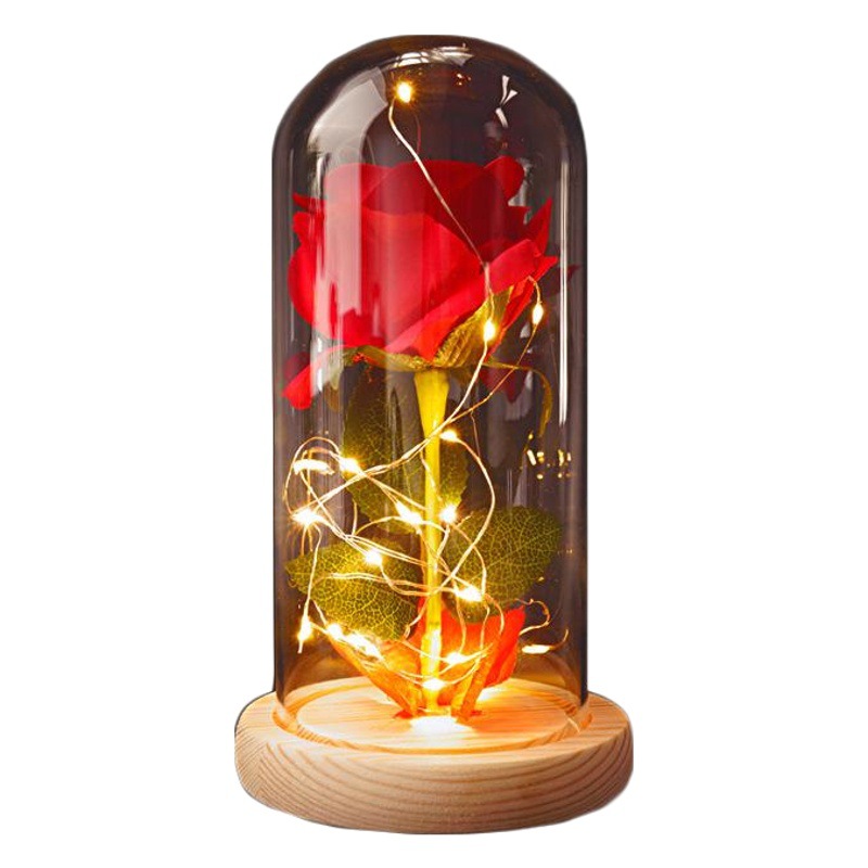 Productos calientes transfronterizos 24K lámina de oro rosa cubierta de vidrio LED luz Día de San Valentín regalo puntos intercambio Festival regalo