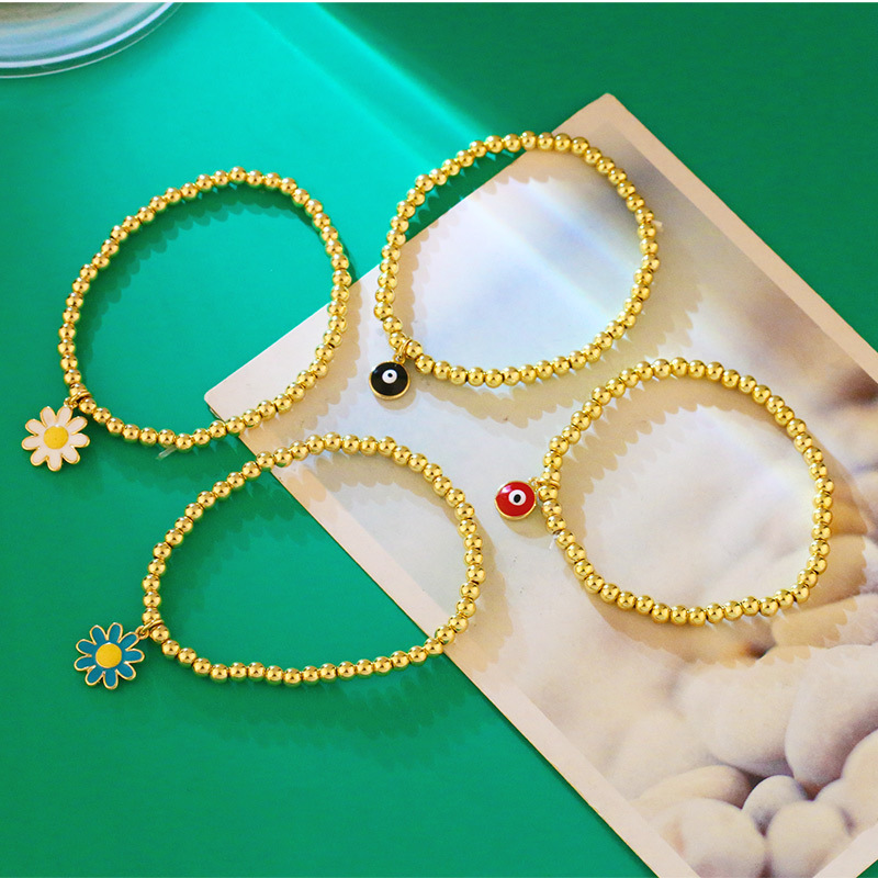 Daisy Flower Eye Round Bead Ethnic Style Elastic Bracelet Wholesale Jewelry Nihaojewelry display picture 9