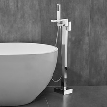 全铜落地式浴缸龙头木桶立柱盆缸边式冷热水浴室独立淋浴花洒套装