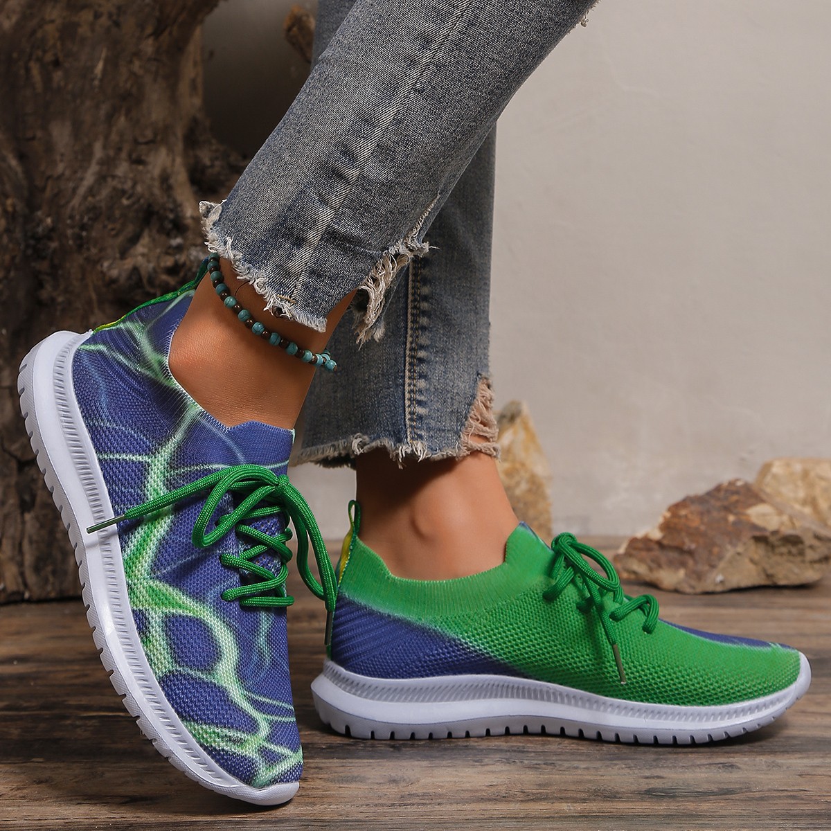 Women's Casual Printing Color Block Round Toe Sports Shoes display picture 2