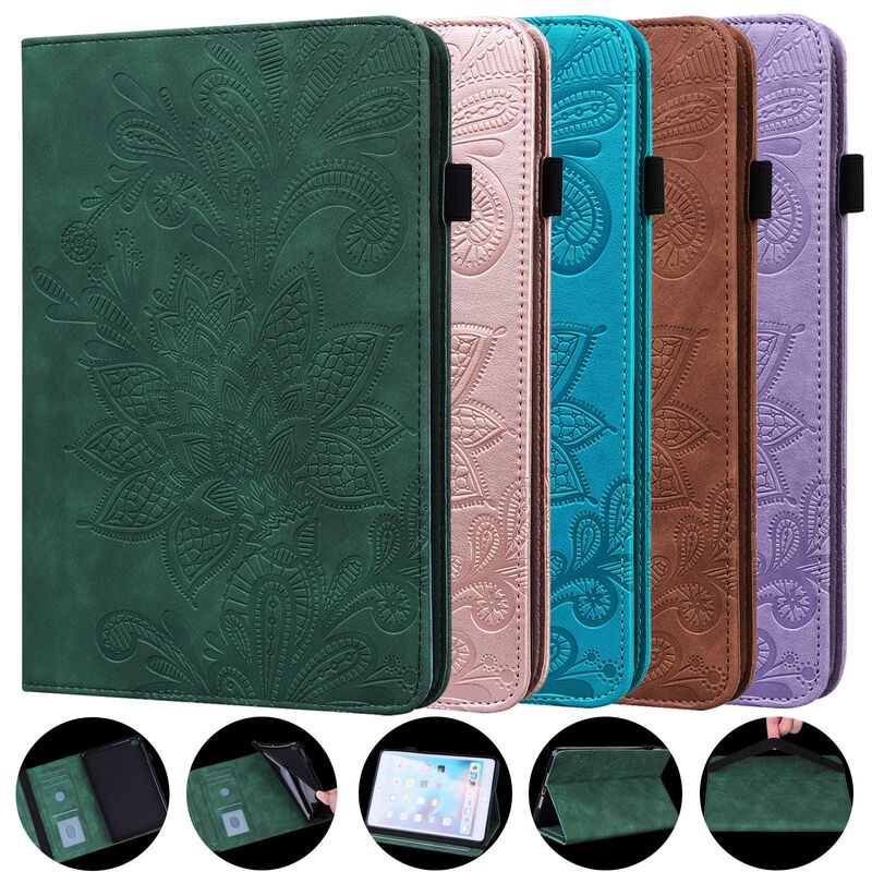 For Samsung S8 2021 Lace Embossed Tablet Case A8 2021 with Pen Slot Protective Case for IPAD Leather Case