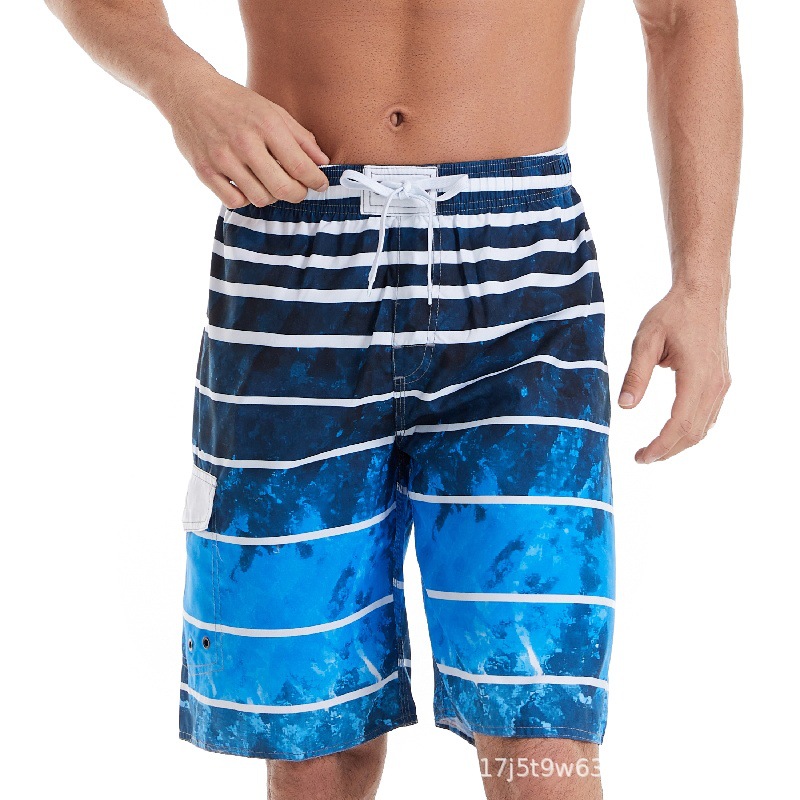Amazon European and American Summer Men's Beach Pants Striped Running Mesh Sports Quad Pants Shorts Quick-drying Waterproof Pants