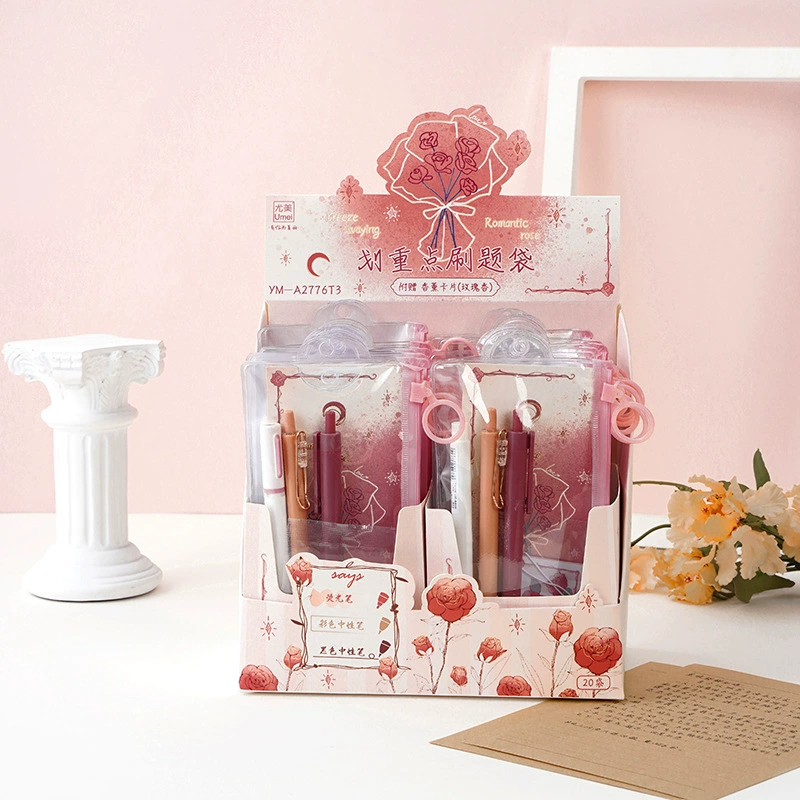 尤美 2776 Rose Poem Stroke Key Questions Set Student ST Head Press Neutral Pen Colored Pen Highlighter