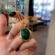 新款民族风气质绿锆石吊坠女个性创意项饰 宫廷风配饰批发