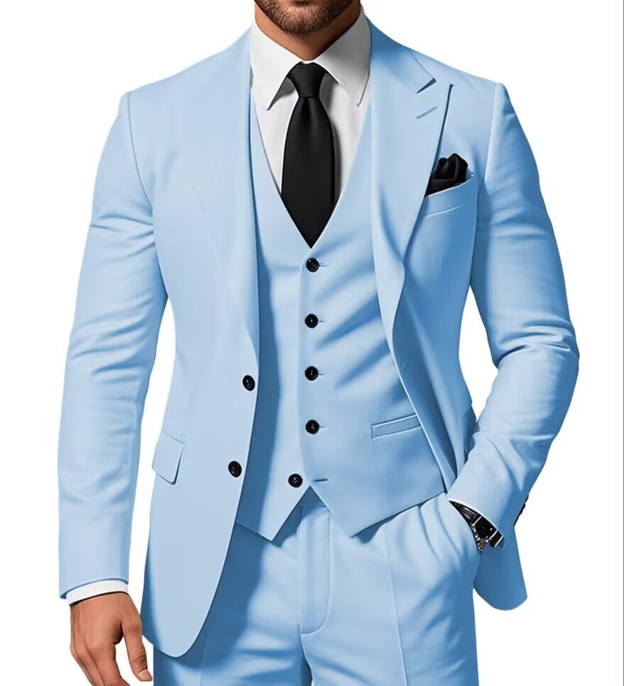 Nuevo traje de hombre traje de tres piezas casual de negocios banquete de baile traje delgado vestido de playa de boda