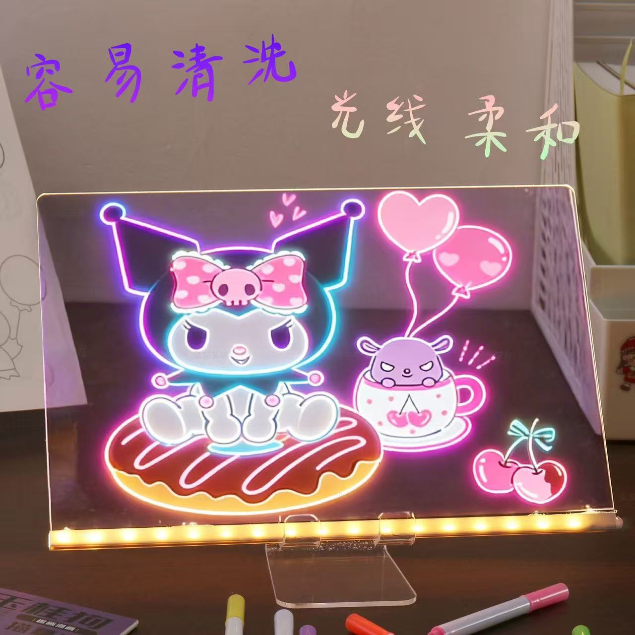 Tablero de dibujo luminoso reutilizable para niños, tablero de escritura DIY, protección ocular con bolígrafo borrable, juguete creativo