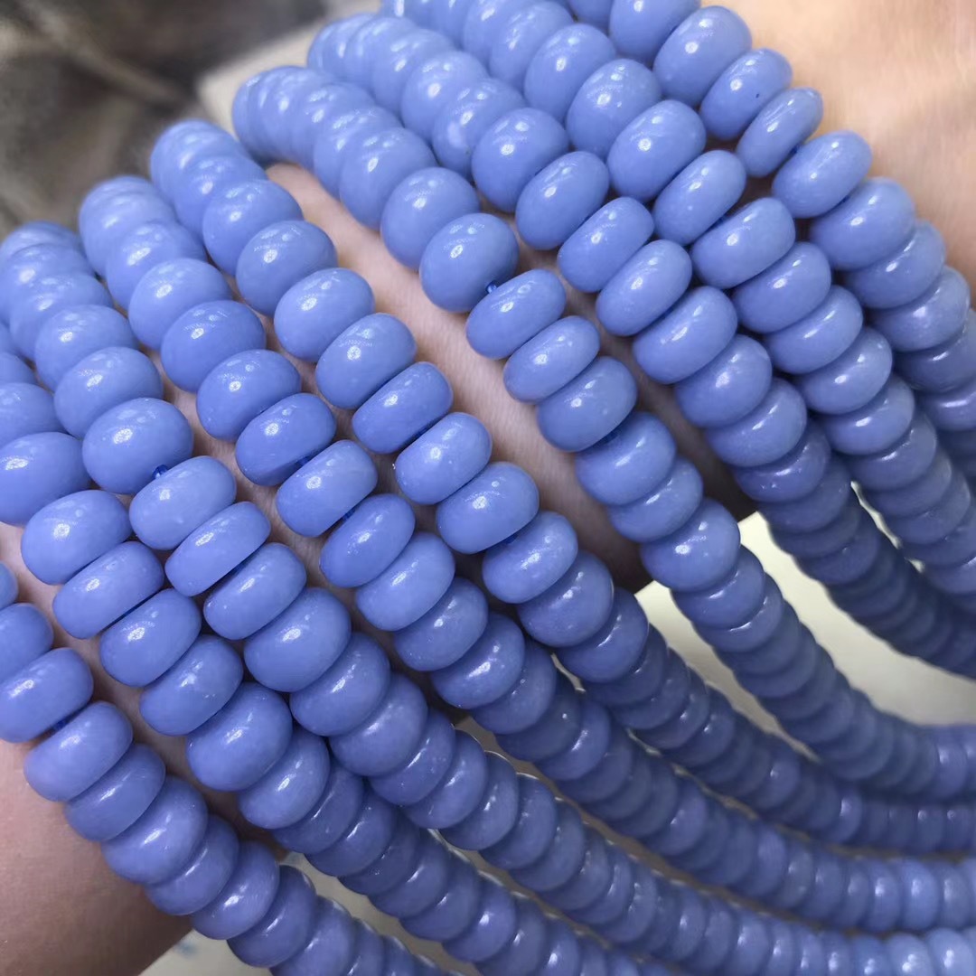 天然蓝水晶蓝玉髓圆珠散珠串珠手工 diy半成品手链项链材料配珠