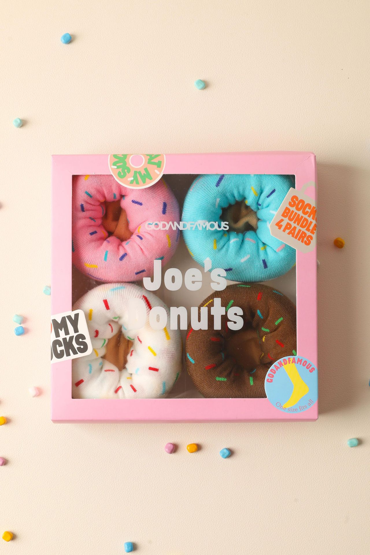 Donut dibujos animados lindo hip-hop parodia algodón deportes calcetines de tubo medio calcetines de moda para hombres y mujeres calcetines de regalo calcetines creativos