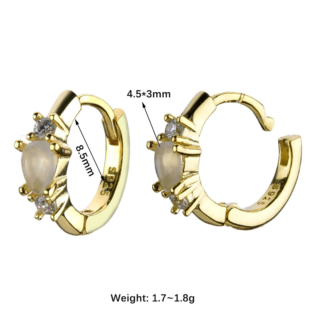 1 Pair Simple Style Geometric Plating Inlay Sterling Silver Opal Zircon 18k Gold Plated White Gold Plated Earrings display picture 1