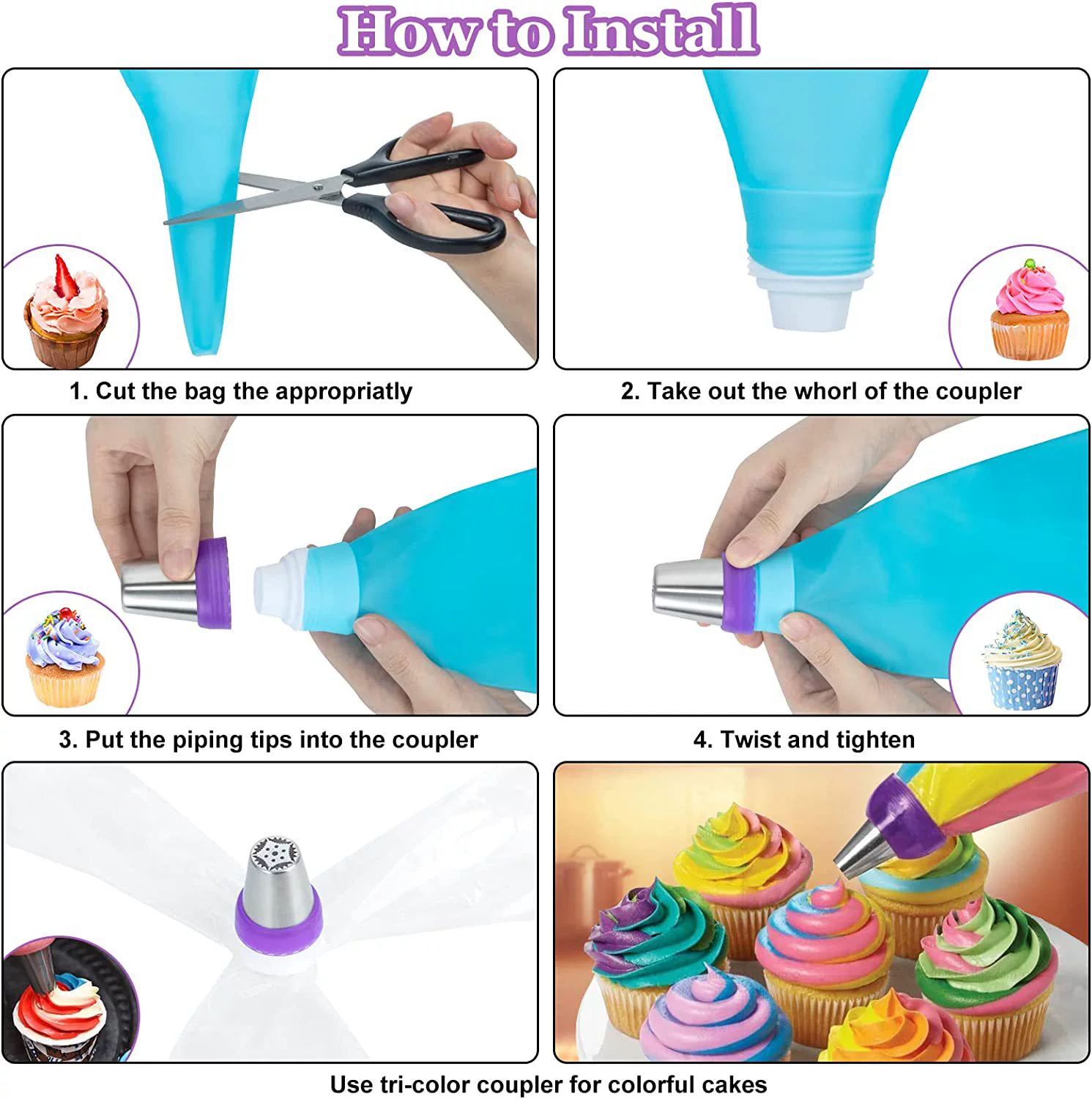 Amazon Best Selling 56 Piece Cake Baking Supplies Set Cake Decorating Mouth Decoration Bag Baking Tools