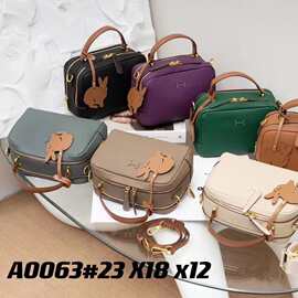 真皮女包2024新款鼓包时尚百搭休闲真皮软皮手提斜挎包双拉链牛皮