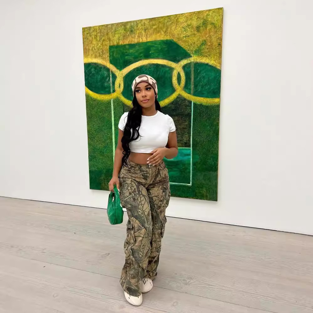 Vêtements pour femmes 2024 nouveau pantalon camouflage sexy ample décontracté à poches zippées_voghion.com