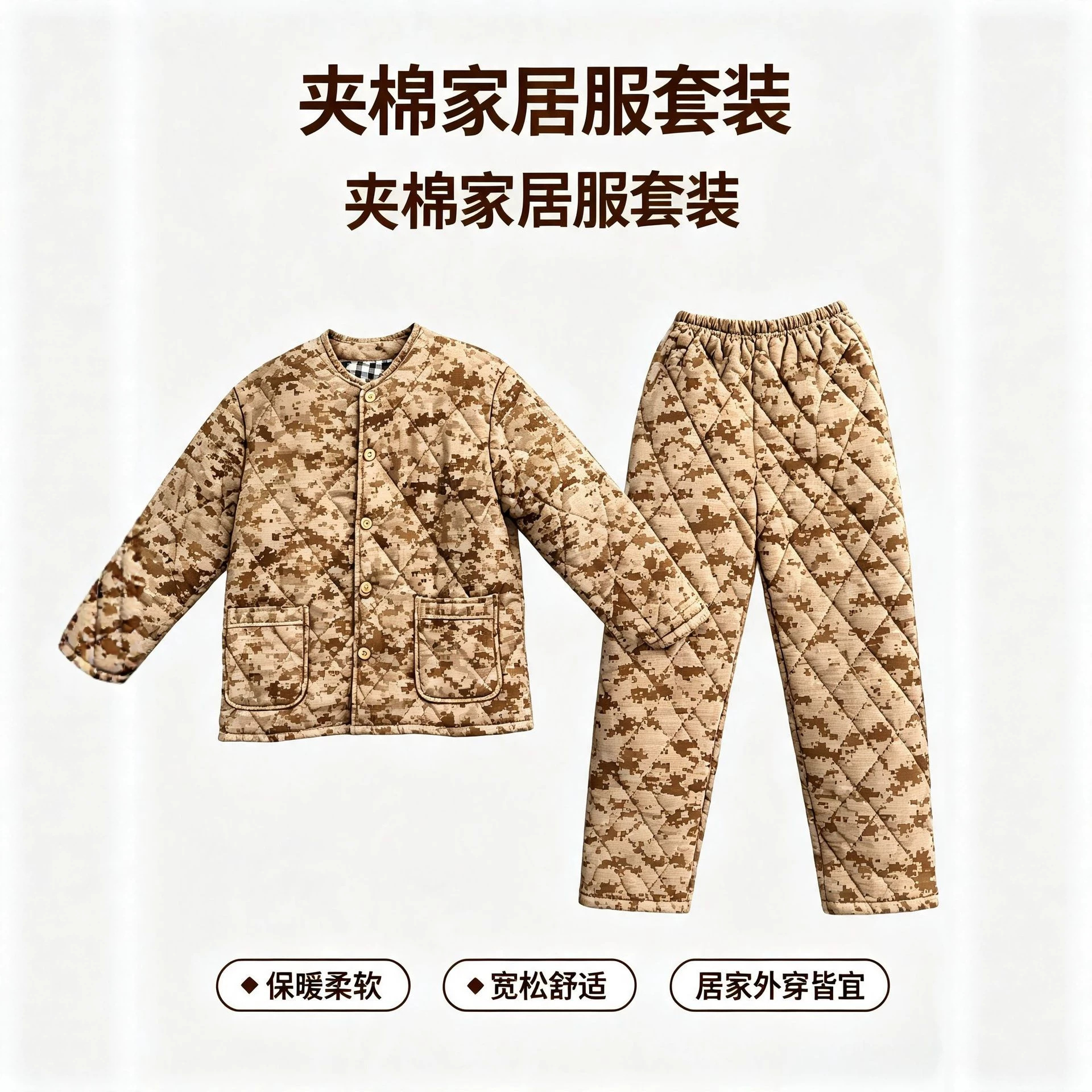Camouflage cotton suit for men, wear-resistant outdoor long-sleeve nursing home workwear, manufacturer wholesale nursing uniforms