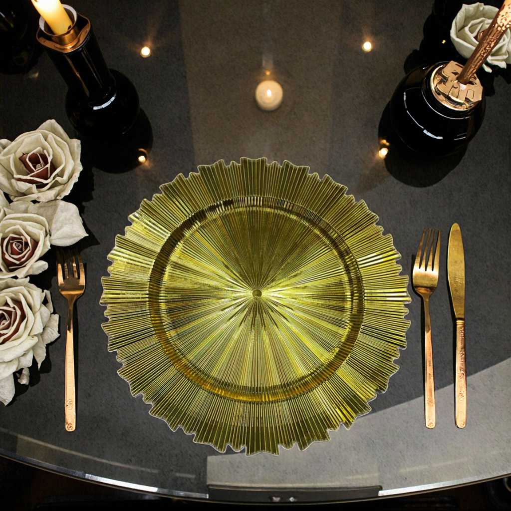 Fábrica de espejo directo de comercio exterior placas de engranaje europeas disco principal boda hotel fiesta banquete