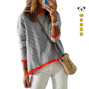 J 20022 Striped drop shoulder sweater �l�y���ë��