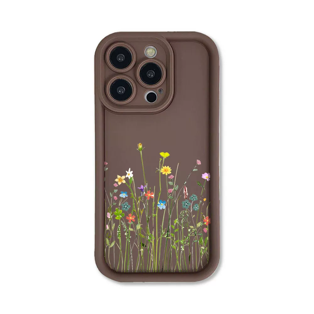Чехол для телефона, совместим с iPhone16, матовый, с цветочным рисунком, 15