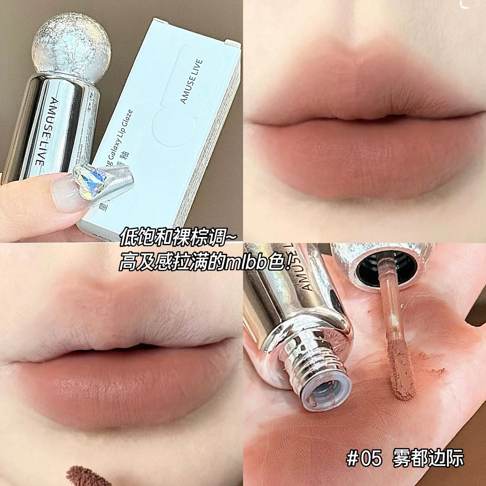 Matte Lipstick (AMUSE LIVE) translucent shading, long-lasting glossy-matte finish