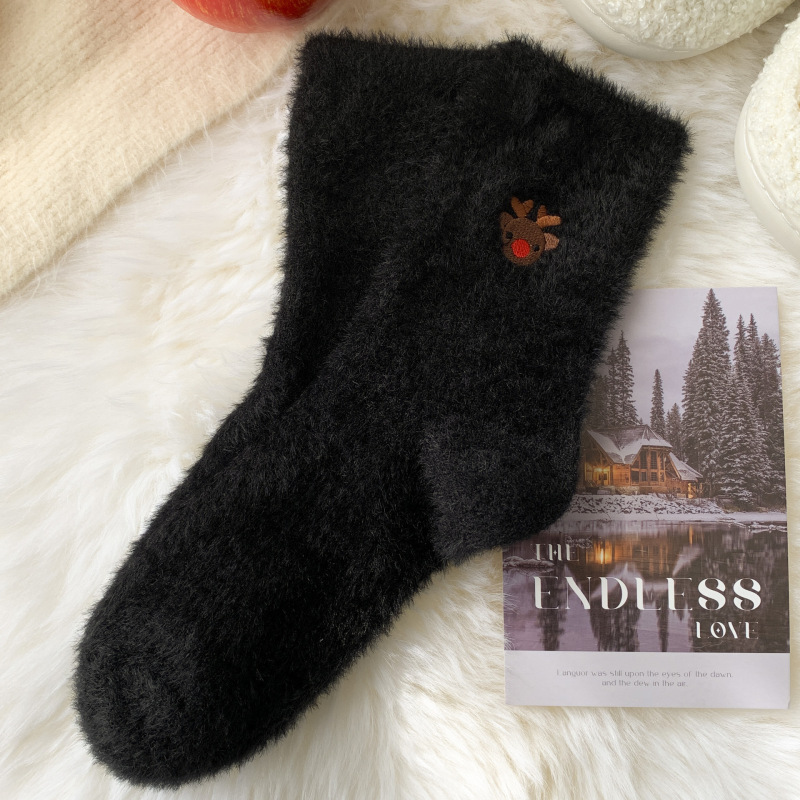 冬の靴下の女性の刺繍のぬいぐるみのクリスマスの靴下の雪だるまのサンタクロースのクリスマスの要素の中筒の靴下の保温の靴下|undefined