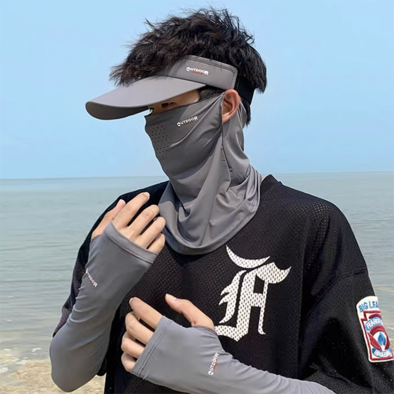 Ciclismo conjunto de pesca guantes de hielo sombrero protector solar máscara de sombrero protector solar máscara de manga para hombres