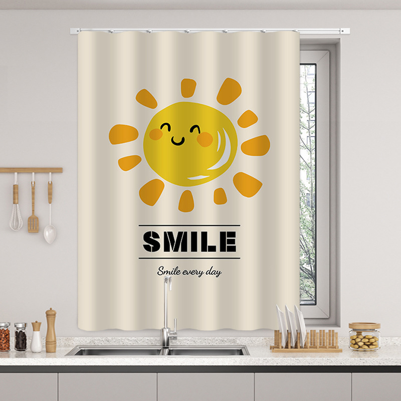 Kitchen-Specific Waterproof, Oil-Proof, and Light-Blocking Curtains, No-Drill Sliding Rail, Bathroom Toilet Small Window Blinds