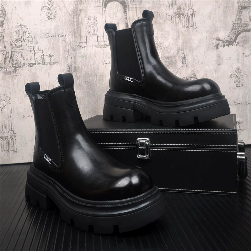 Мужские черные рукава ботинки Martin британские табачные трубочки короткие ботинки Chelsea модные тенденции