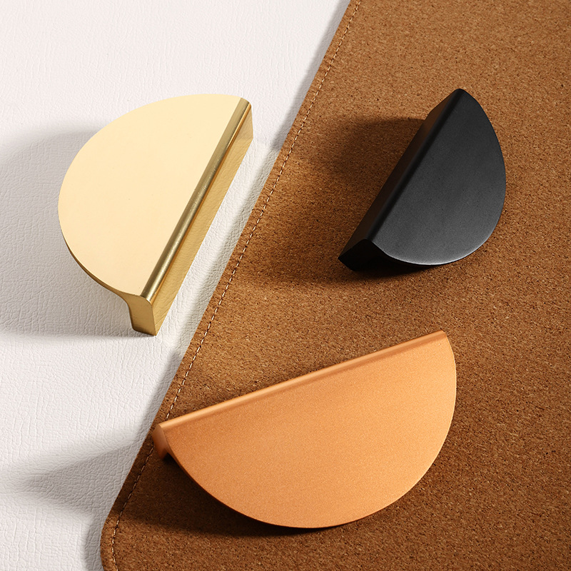 Modern simple semicircular aluminum alloy paired black handle Nordic style cabinet door cabinet drawer wine cabinet wardrobe door handle