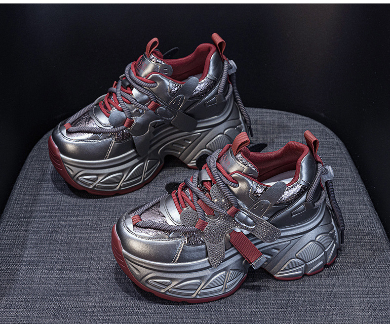 Giày sneaker nữ chunky đế dày tăng chiều cao phong cách Hàn Quốc — M2699 màu đỏ, M2699 màu be chi tiết 21