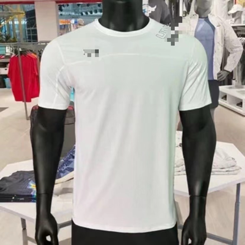 Brand Ice Silk Elastic Quick-drying Sports Short-sleeved T-shirt Men's Summer Loose Breathable All-match Casual Top Trendy