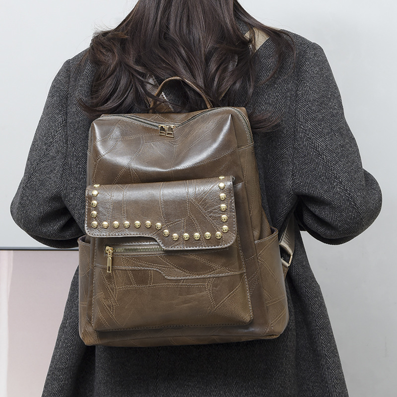 Women's Trendy Soft Pu Leather Casual Backpack Large Capacity_voghion.com