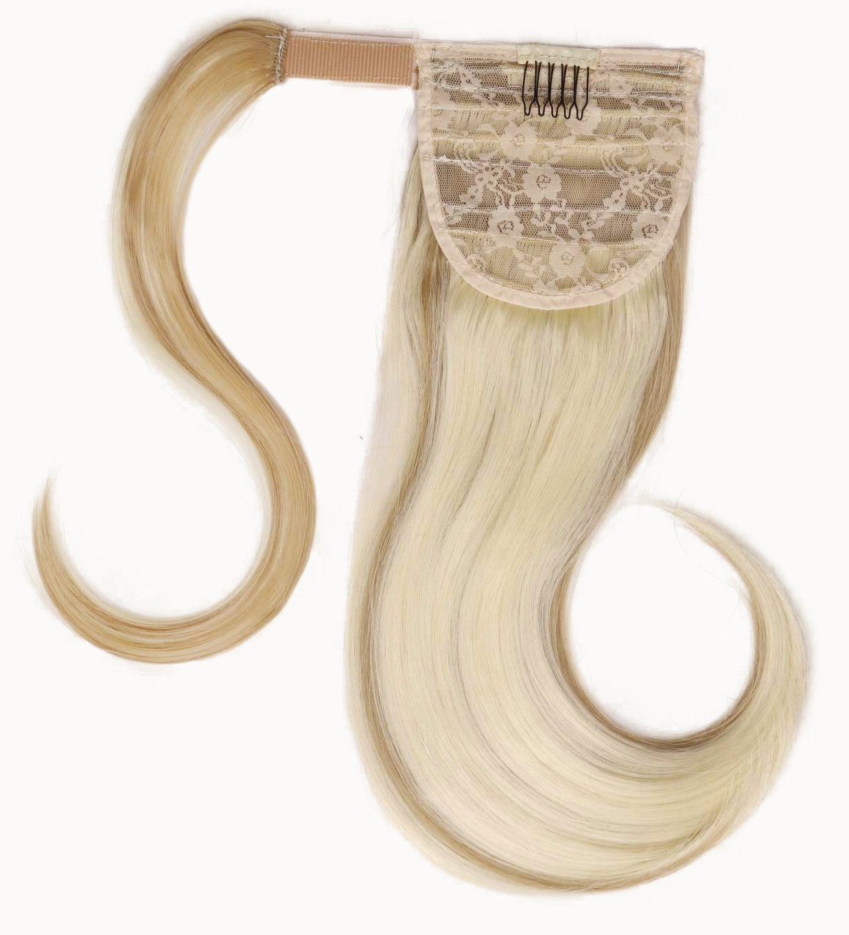 Velcro cola de caballo europea y americana cola de caballo ligeramente torcida falsa fibra química cola de caballo alta peluca