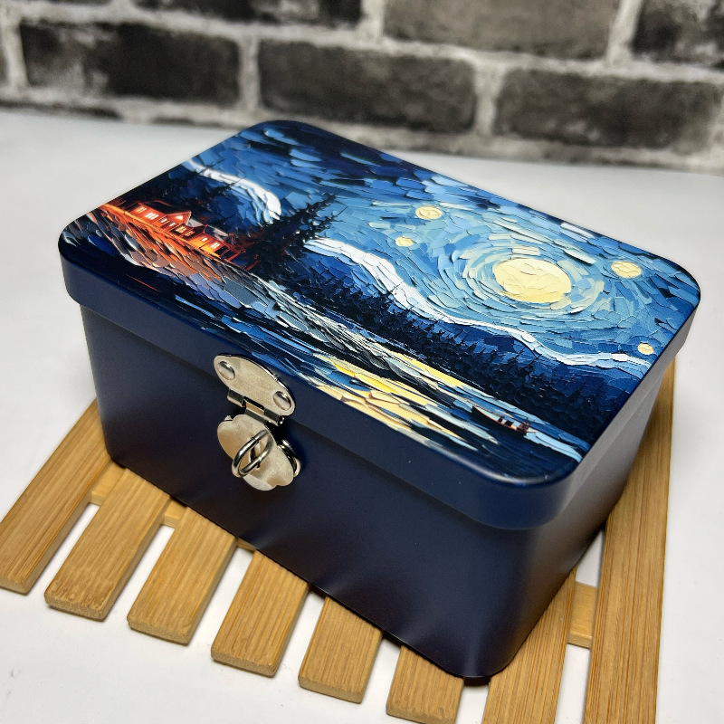 ブラインドボックス 空き鉄箱 小型 パスワードロック 収納ボックス 整理ボックス 化粧箱 ブリキ箱 子供用ロックボックス|undefined