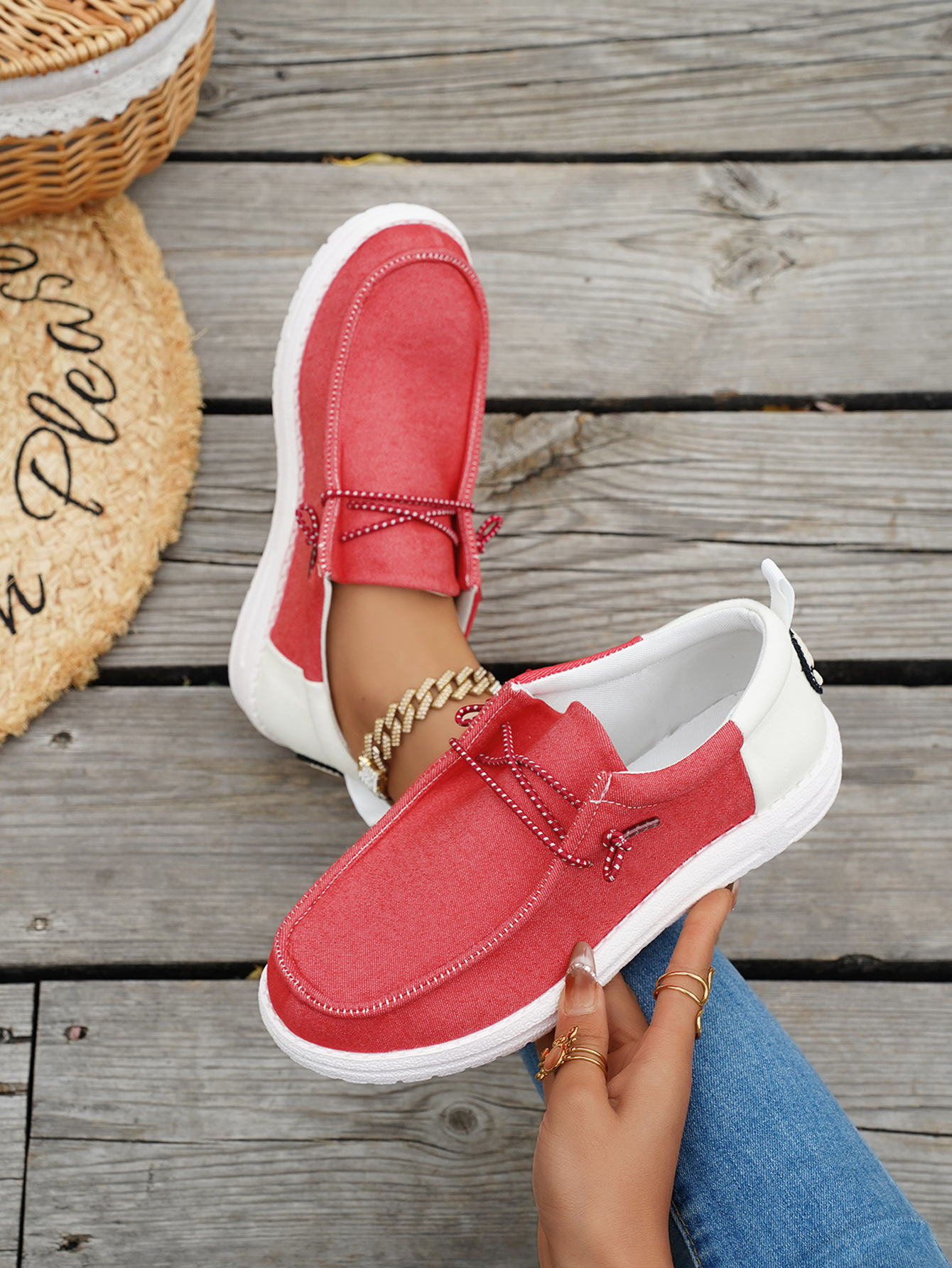 Dames comfortabele instappers color block platte nette schoenen_voghion.com