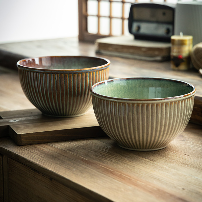 gran capacidad vertical en relieve tazón de cerámica tazón de desayuno tazón de fideos tazón de ensalada de frutas tazón de cubiertos tazón de sopa tazón de platos