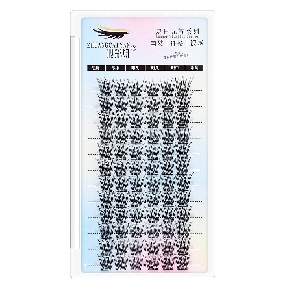 Perezosa cola de pescado gradiente zorro línea de pestañas falsas de gran volumen trilogía diablo ultrafinos terrier natural un solo clúster cómic pestañas