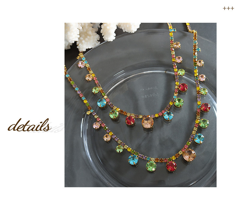 Elegant Round Copper Plating Inlay Rhinestones Necklace 1 Piece