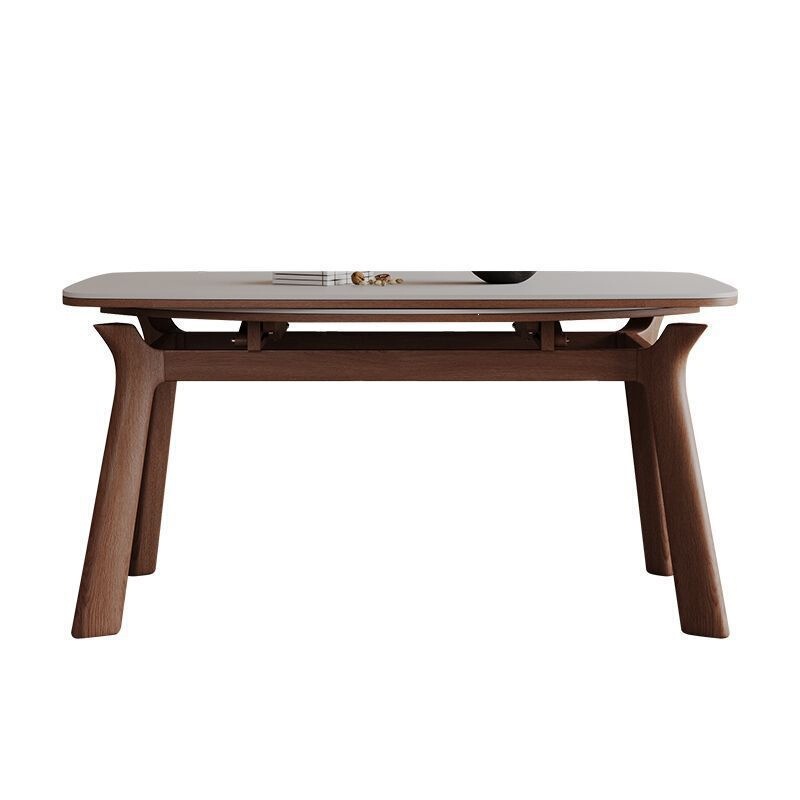 Ash Wood Solid Wood Retractable Dining Table, Three-In-One, Good Load-Bearing Capacity, Solid Wood Dining Table, Square and Round Dual-Use, Slate Dining Table for Home Use