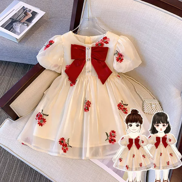Apricot embroidery skirt