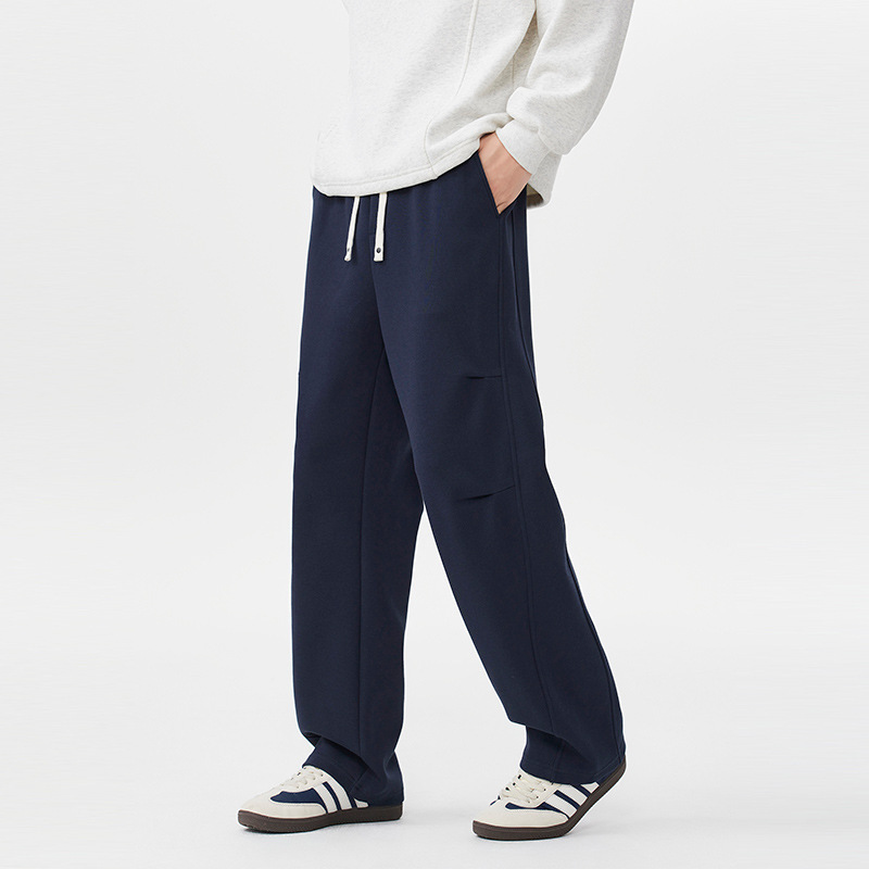 Pantalones casuales retro estadounidenses para hombres 2025 otoño nuevo estilo suelto tendencia versátil recto pantalones de color sólido negro regular image 1