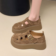厚底勃肯鞋罗马包头凉鞋女鞋2025新款夏季洞洞鞋一脚蹬单鞋乐福鞋