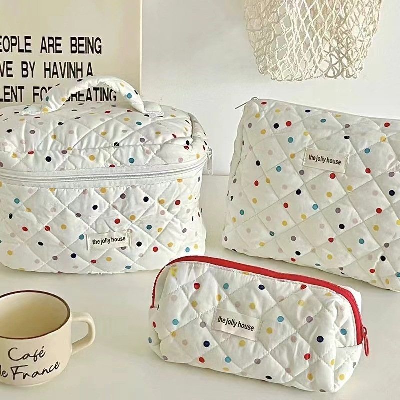 Versión coreana de la bolsa de cosméticos con lazo simple, bolsa de lavado de viaje portátil de gran capacidad, bolsa de almacenamiento de cosméticos para niñas