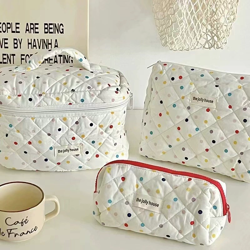 Handheld Cosmetic Bag, Korean Style Bow Organizer, Cotton, Multiple Sizes (Small/Medium/Large)