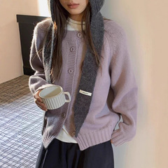 软糯韩系圆领单排扣针织开衫女2025秋冬季休闲百搭宽松毛衣外套
