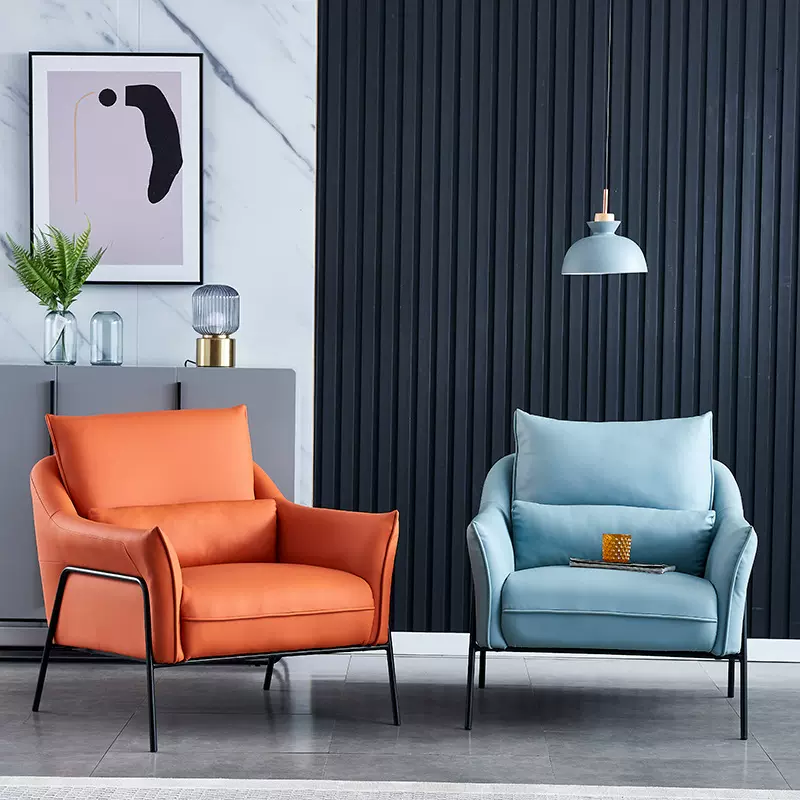 单人沙发椅极简设计师款阳台轻奢休闲网红布艺北欧高背懒人老虎椅
