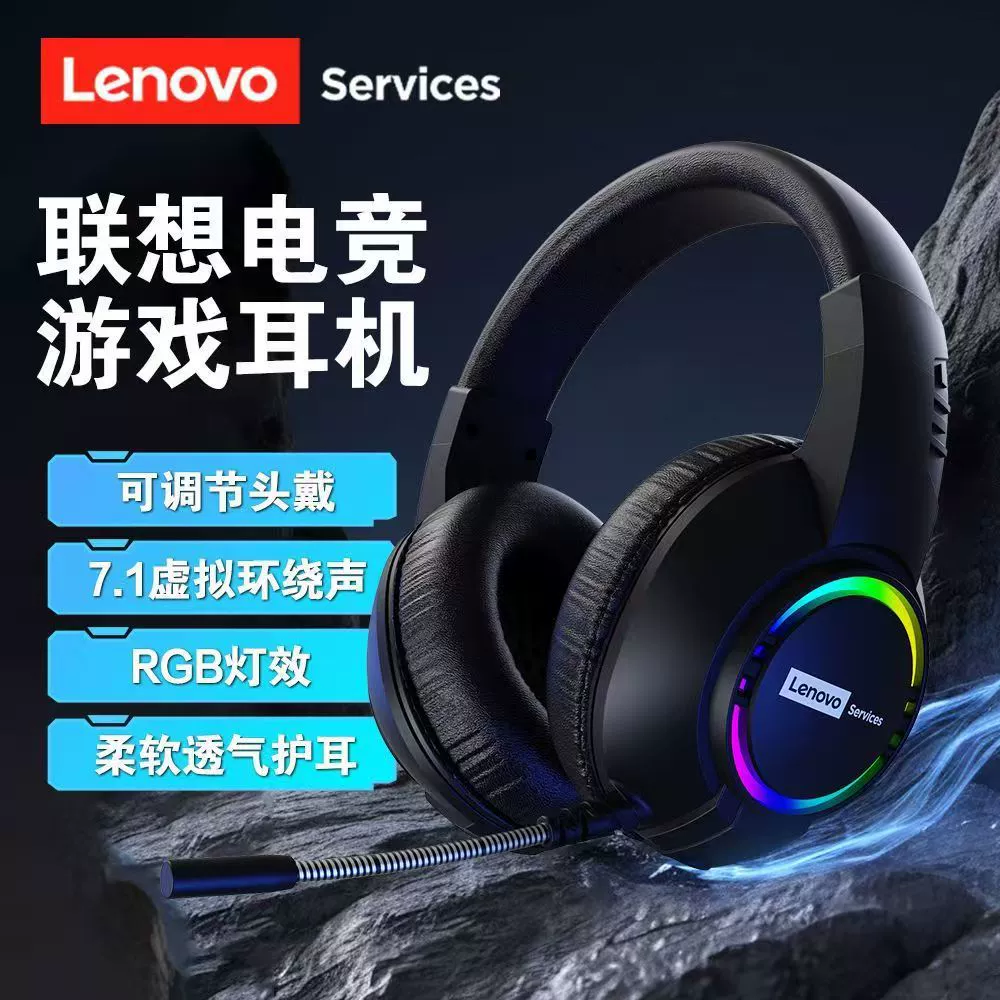 Гарнитура Lenovo ServicesE08 для компьютера с микрофоном 7.1 канала, проводная киберспортивная игровая гарнитура
