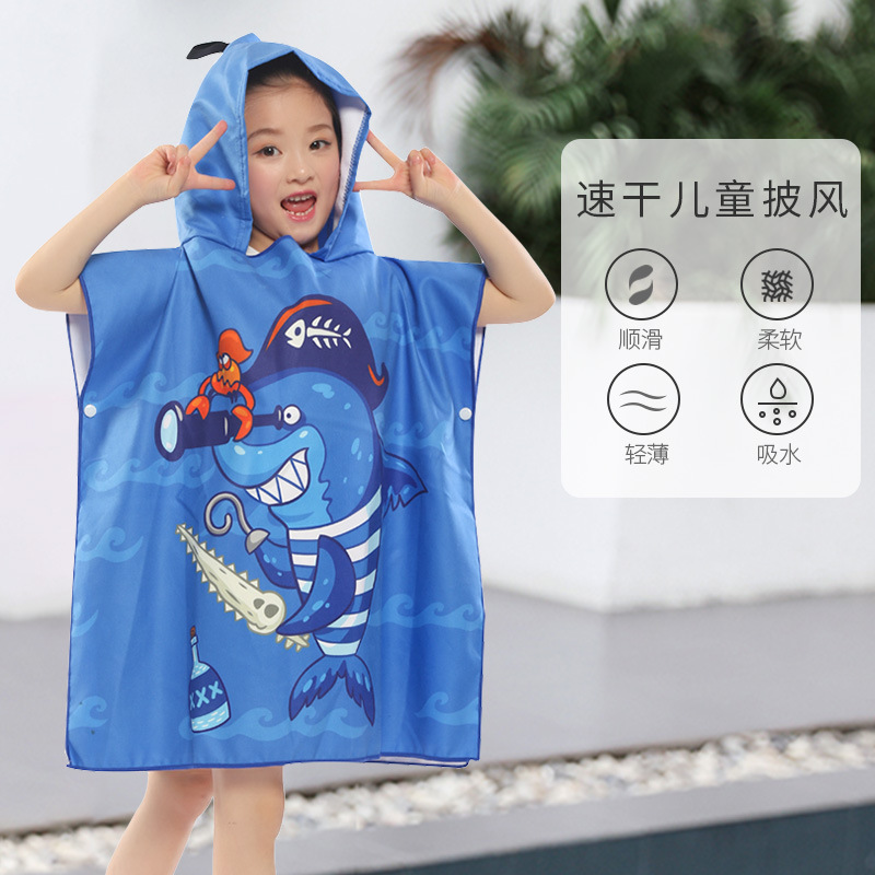 Toalla de baño para niños capa de impresión digital patrón de dibujos animados absorbente playa natación niños capa con capucha albornoz