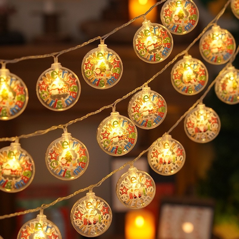2025 nueva decoración navideña de luces de color cadena de lámparas al aire libre impermeable decoración de ventanas de iluminación atmósfera de lámparas de luz