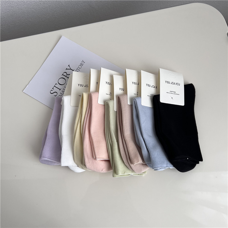 35g Weight Socks Classification Socks Lingerie Type Cotton Fabric Type Stretchy Elasticity A Pair Quantity Daily Occasion Comfort Function Solid Color Pattern All Seasons Season Women's Gender Simple Style Style Simple Style Women's Solid Color Cotton Crew Socks A Pair 1
