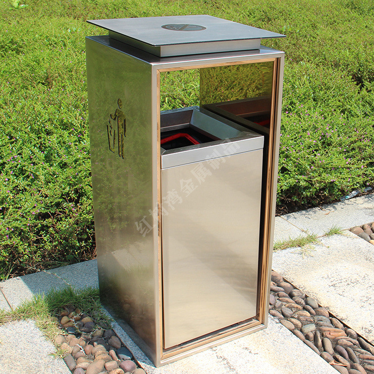 室内方形商场写字楼宾馆酒店电梯口商用环卫不锈钢垃圾桶果皮箱
